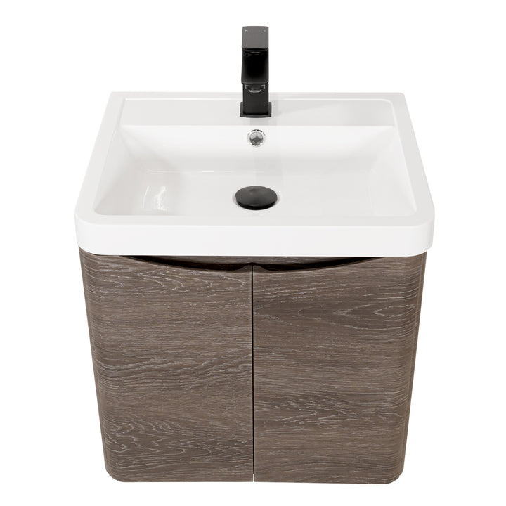 Baltimore 500mm 2 Door Wall Hung Vanity Unit &amp; Basin - Graphite Oak