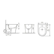 Bali Floor Standing Bidet - Technical drawing
