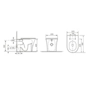 Bali Rimless Back to Wall Toilet & Soft Close Seat - Technical drawing