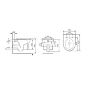 Bali Wall Hung Toilet & SAN85 1.1m Wall Hung WC Frame Deal & Chrome Flush Plate - Technical drawing
