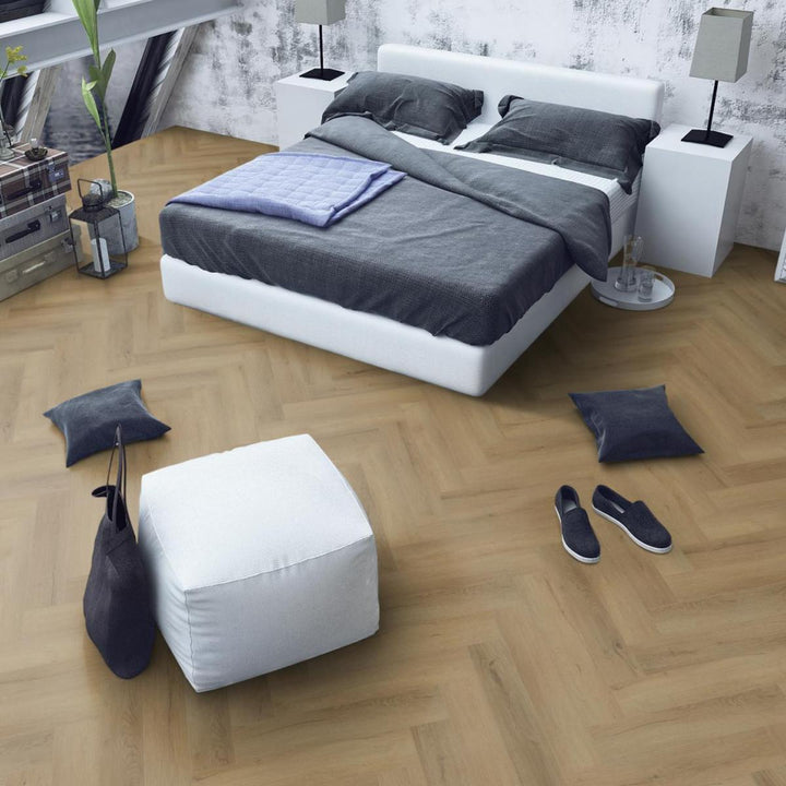 Lusso Floor Barley Oak Herringbone Luxury Vinyl Flooring - 610 x 122 x 5 mm - 2.23 M2 Per box