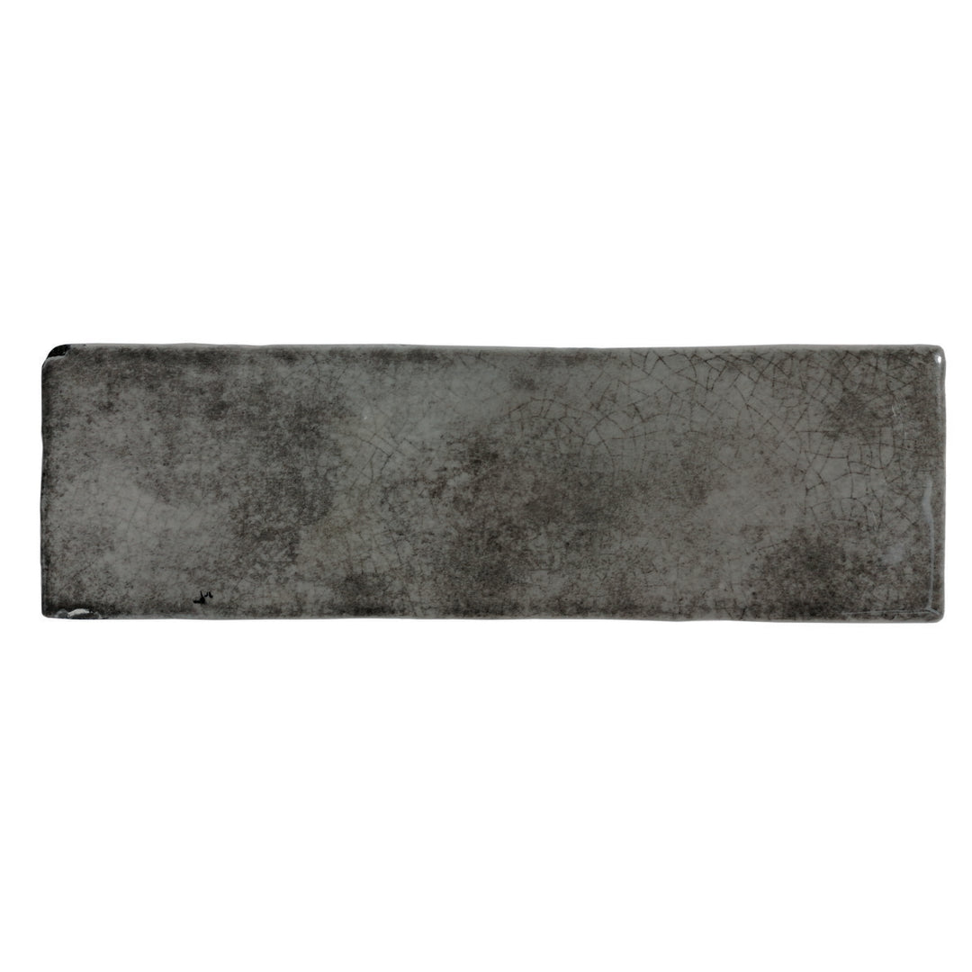 Borgo Crackle Graphite 6.5 x 20cm White Body Wall Tile - 0.36sqm perbox