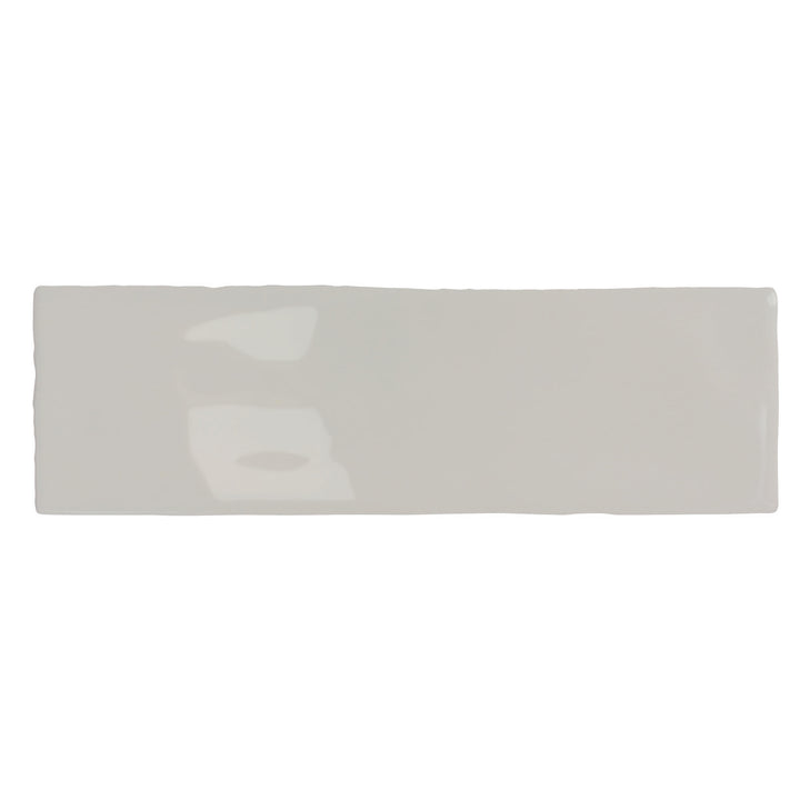 Borgo Glossy Soft Grey 6.5 x 20cm White Body Wall Tile - 0.36sqm perbox