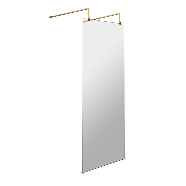 Hudson Reed 900mm Wetroom Screen with Arms and Feet - Brushed Brass