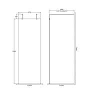 Hudson Reed 700mm Wetroom Screen with Arms and Feet - Brushed Brass - Technical drawing