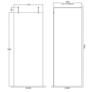 Hudson Reed 800mm Wetroom Screen with Arms and Feet - Brushed Brass - Technical drawing