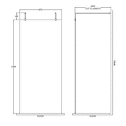 Hudson Reed 900mm Wetroom Screen with Arms and Feet - Brushed Brass - Technical drawing