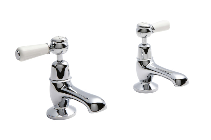 Hudson Reed Topaz with Lever Basin Pillar Taps &amp; Domed Collar - White BC301DL