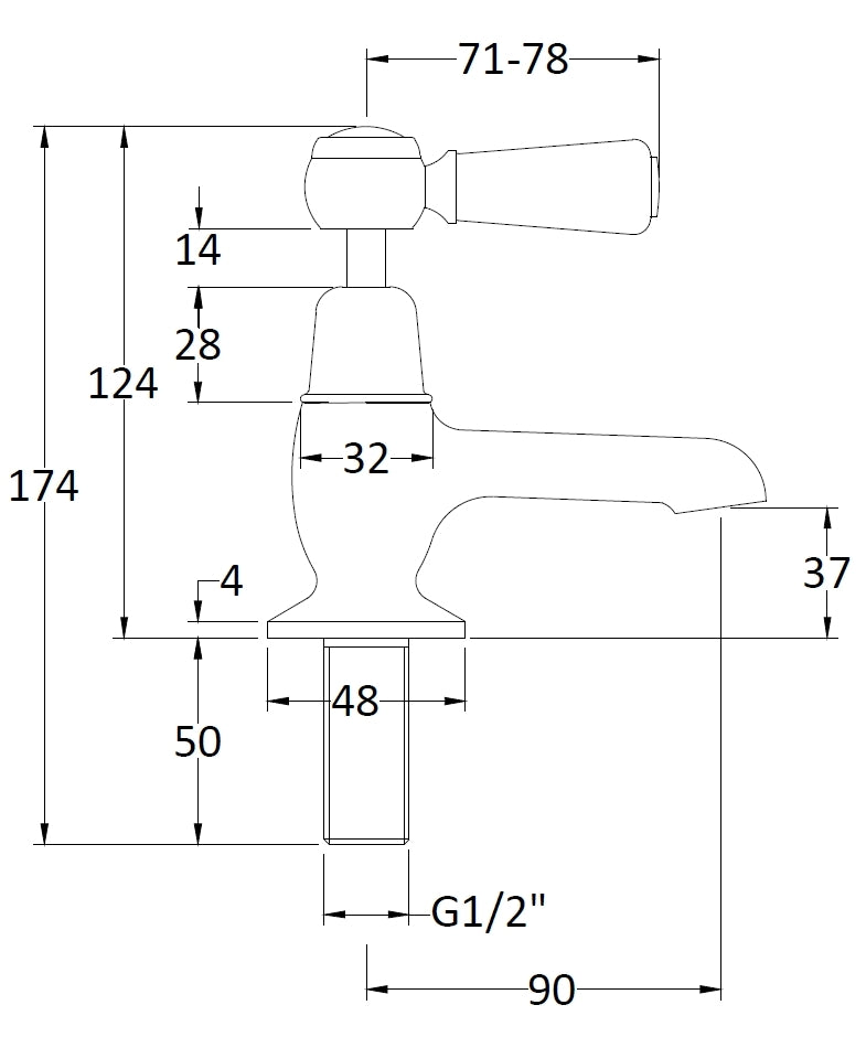 Hudson Reed Topaz with Lever Basin Pillar Taps &amp; Domed Collar - White BC301DL