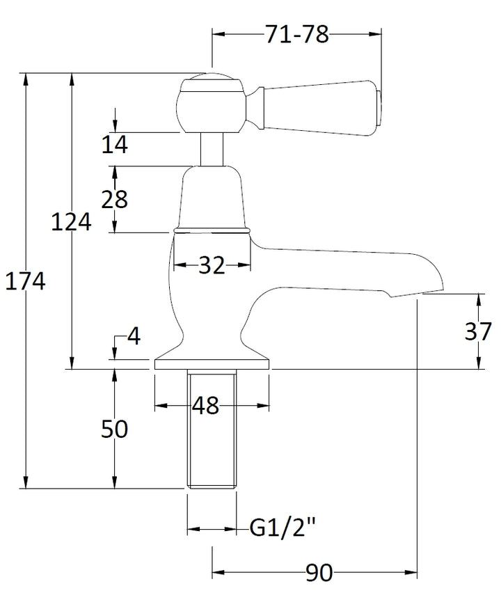 Hudson Reed Topaz with Lever Basin Pillar Taps &amp; Domed Collar - White BC301DL