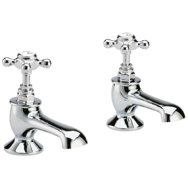Hudson Reed Topaz with Crosshead Bath Pillar Taps &amp; Hexagonal Collar - White BC302HX