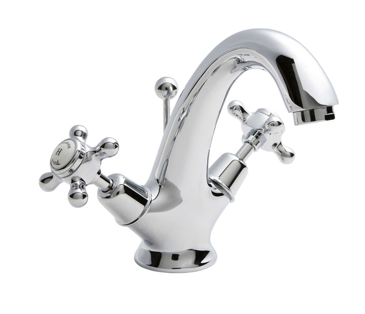 Hudson Reed Topaz with Crosshead Mono Basin Mixer &amp; Domed Collar - White BC305DX