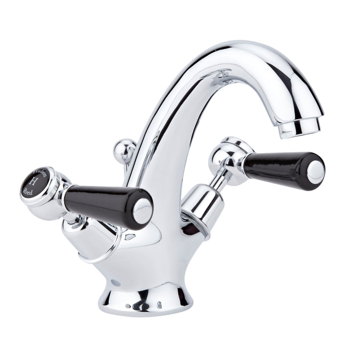 Hudson Reed Topaz with Lever Mono Basin Mixer &amp; Domed Collar - Black BC405DL
