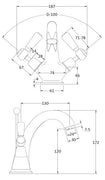 Hudson Reed Topaz with Lever Mono Basin Mixer & Domed Collar - Black BC405DL - Technical drawing