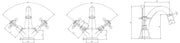 Hudson Reed Brass Topaz With Crosshead Mono Basin Mixer - Brushed Brass - Technical drawing