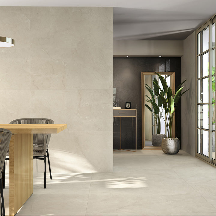 Cream Chamber Polished 120 x 120cm Rectified Porcelain Tile - 1.44 sqm perbox