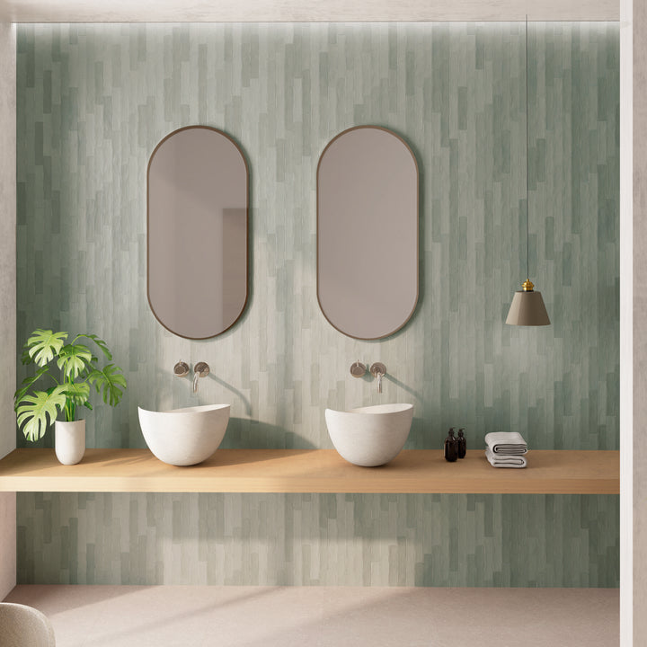 Downtown Matt Verde Green 5 x 25cm Porcelain Wall Tile - 0.75sqm perbox