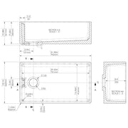 Nuie 795x460x245mm Belfast Sink - Technical drawing