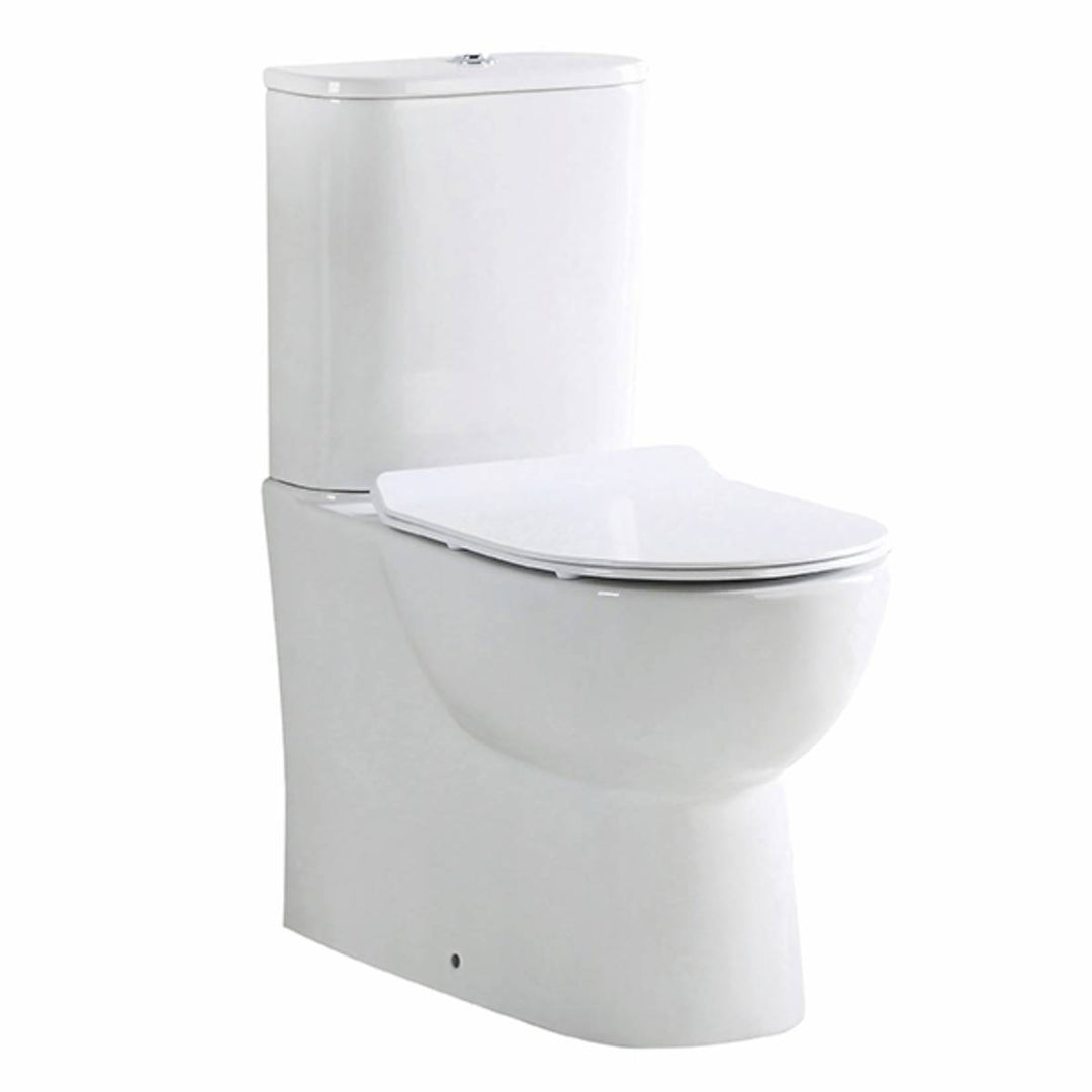 Ari Rimless Close Coupled Fully Back to Wall Toilet with Soft Close Seat
