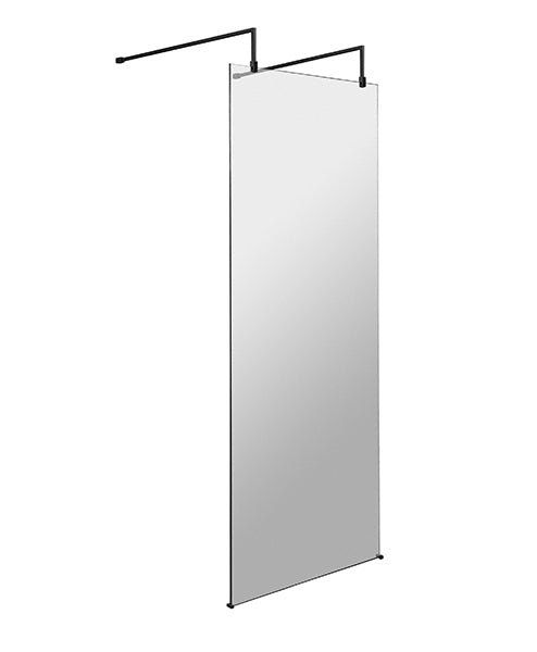 Hudson Reed 700mm Wetroom Screen with Arms and Feet - Matt Black BGPAF070