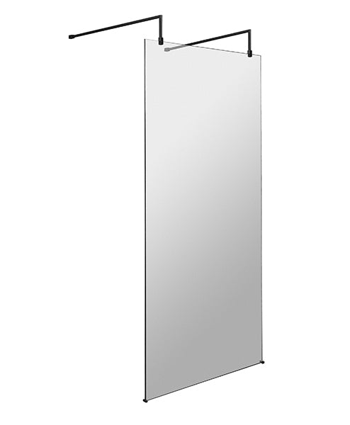 Hudson Reed 1000mm Wetroom Screen with Arms and Feet - Black BGPAF10