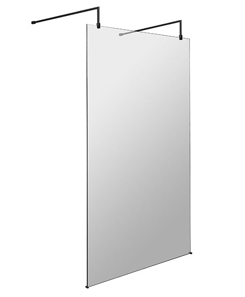 Hudson Reed 1200mm Wetroom Screen with Arms and Feet - Black BGPAF12