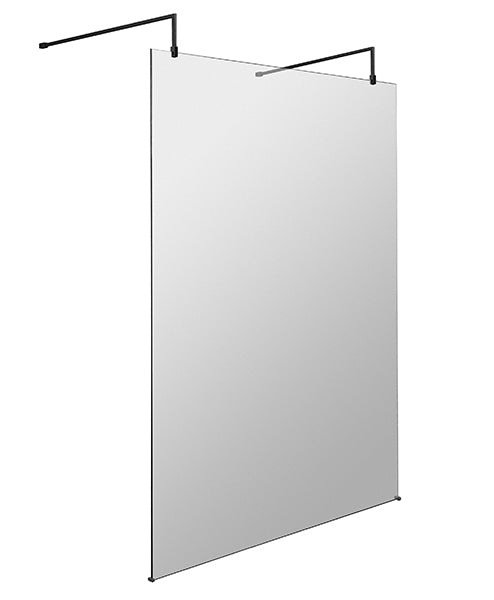 Hudson Reed 1400mm Wetroom Screen with Arms and Feet - Black BGPAF14