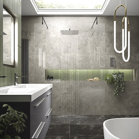 Hudson Reed 700mm Wetroom Screen with Arms and Feet - Matt Black BGPAF070