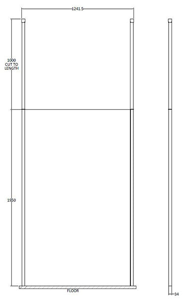 Hudson Reed 1200mm Wetroom Screen with Ceiling Post - Black BGPCP12