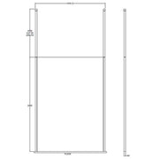 Hudson Reed 1400mm Wetroom Screen with Ceiling Post - Black BGPCP14 - Technical drawing