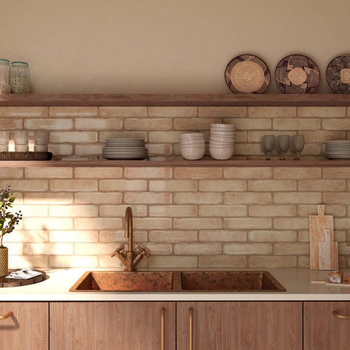 Iris Beige Cream 7.5 x 30cm Gloss White Body Wall Tile - 0.59sqm perbox
