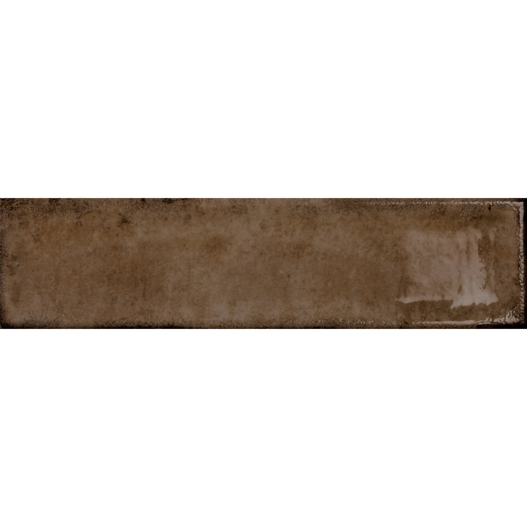 Iris Marron Brown 7.5 x 30cm Gloss White Body Wall Tile - 0.59sqm perbox
