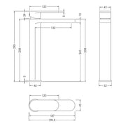 Nuie Binsey Tall Basin Mixer BIN370 - Technical drawing