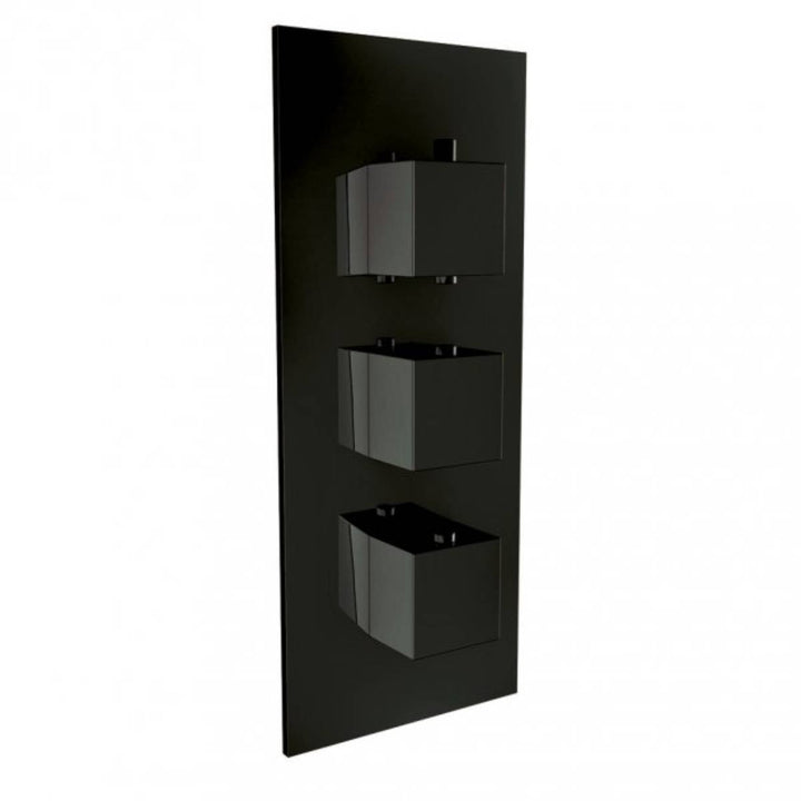 Black Triple Thermostatic Concealed Mixer Shower Kit with Ceiling Mounted 300mm Shower Head &amp; Handset