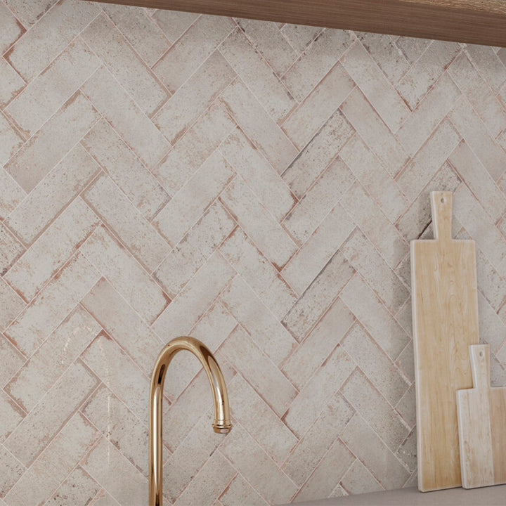 Musa Blanco 6.5 x 20cm Glazed Porcelain Brick Effect Tile - 0.36sqm perbox