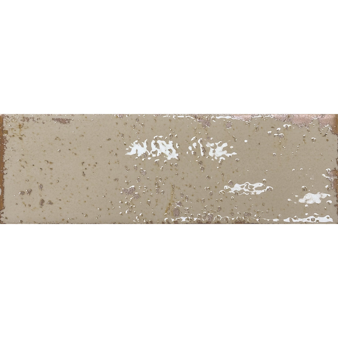 Musa Beige 6.5 x 20cm Beige Gloss Porcelain Wall Tile - 0.36sqm perbox