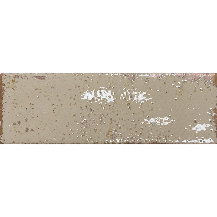 Musa Beige 6.5 x 20cm Beige Gloss Porcelain Wall Tile - 0.36sqm perbox