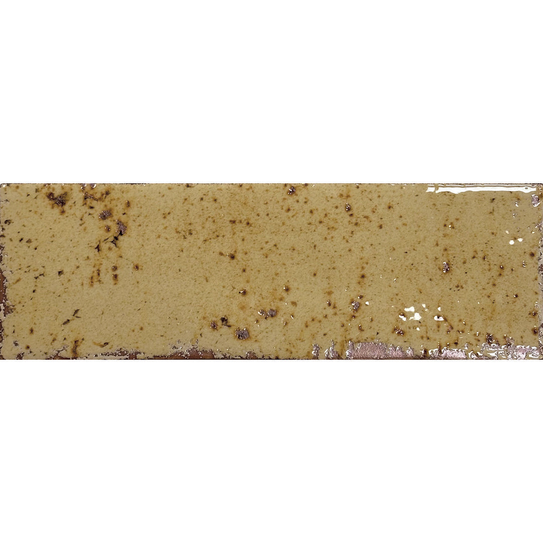 Musa Ocre Mustard 6.5 x 20cm Beige Gloss Porcelain Wall Tile - 0.36sqm perbox
