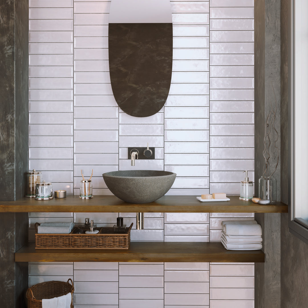 Nara Blanco White 7.5 x 30cm Gloss White Body Wall Tile - 0.59sqm perbox