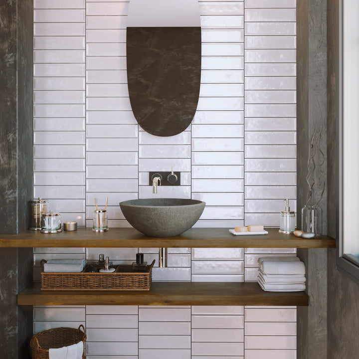 Nara Blanco White 7.5 x 30cm Gloss White Body Wall Tile - 0.59sqm perbox