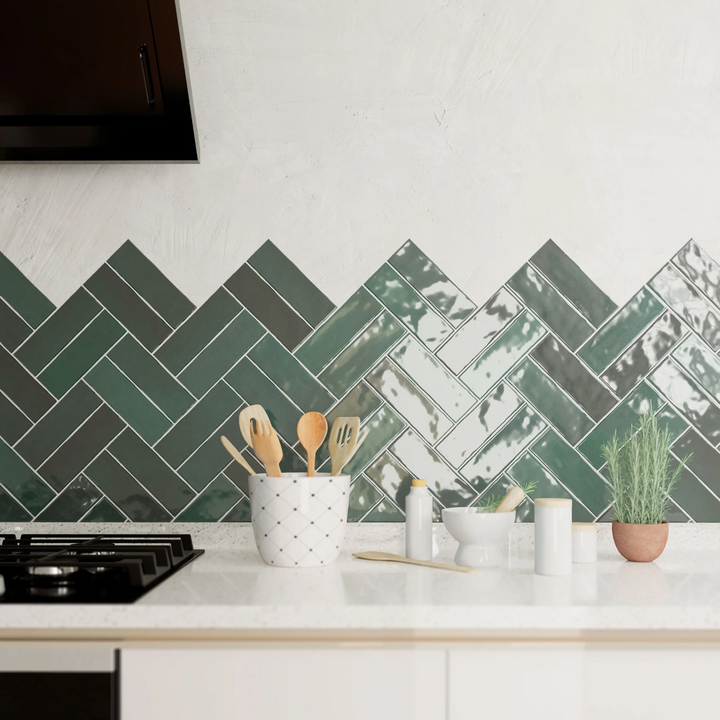 Nolita Verde Green 6.5 x 20cm Gloss Porcelain Wall Tile-0.36 sqm perbox