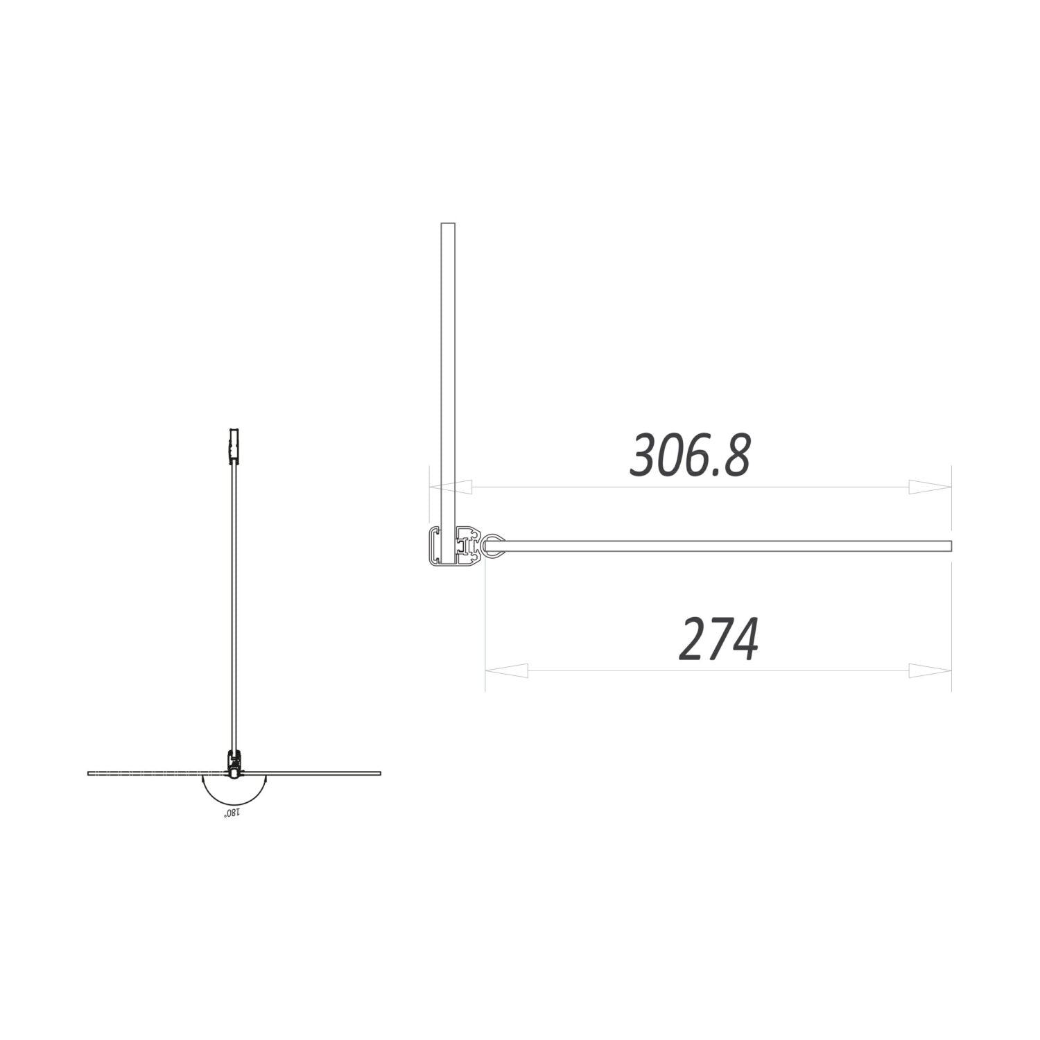 S8 275mm Flipper Panel - Brushed Brass - Technical drawing