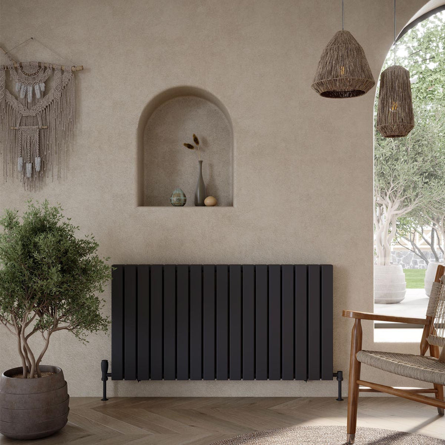 Alonso Double Horizontal 600mm x 1158mm Designer Radiator - Anthracite