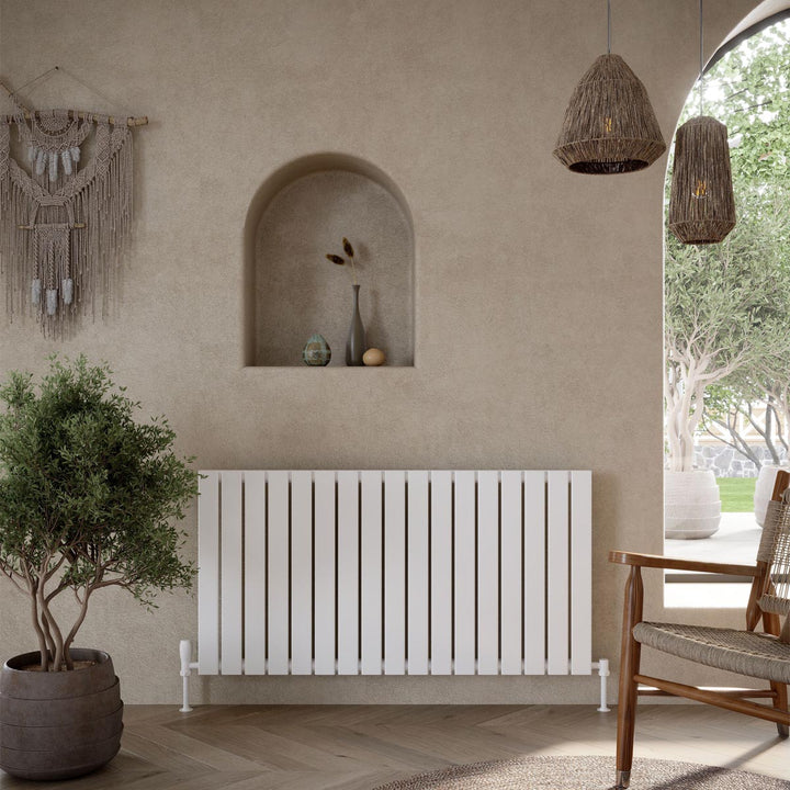 Alonso Single Horizontal 600mm x 1158mm Designer Radiator - White