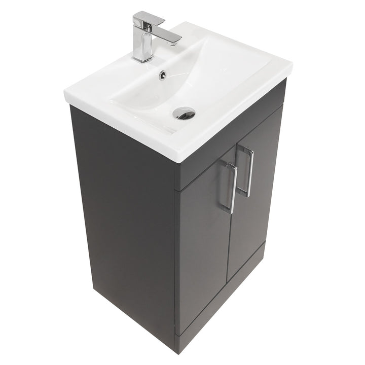 Austin 500mm 2 Door Floor Standing Vanity Unit &amp; Basin - Anthracite