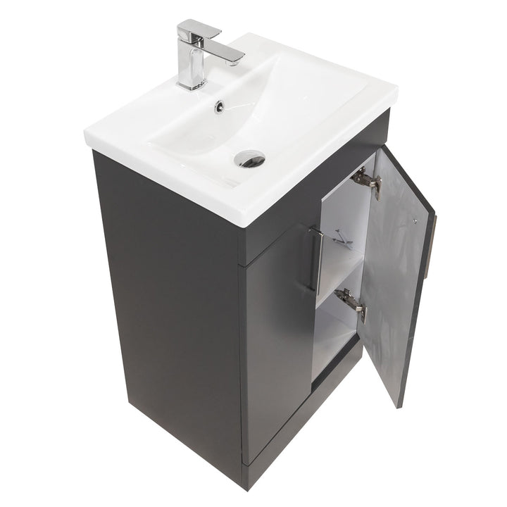Austin 500mm 2 Door Floor Standing Vanity Unit &amp; Basin - Anthracite