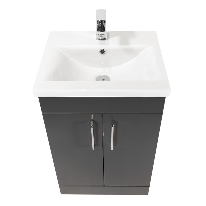 Austin 500mm 2 Door Floor Standing Vanity Unit &amp; Basin - Anthracite