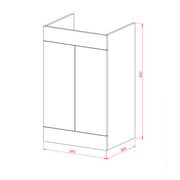 Hayden 500mm 2 Door Floor Standing Vanity Unit & Basin - Anthracite - Technical drawing