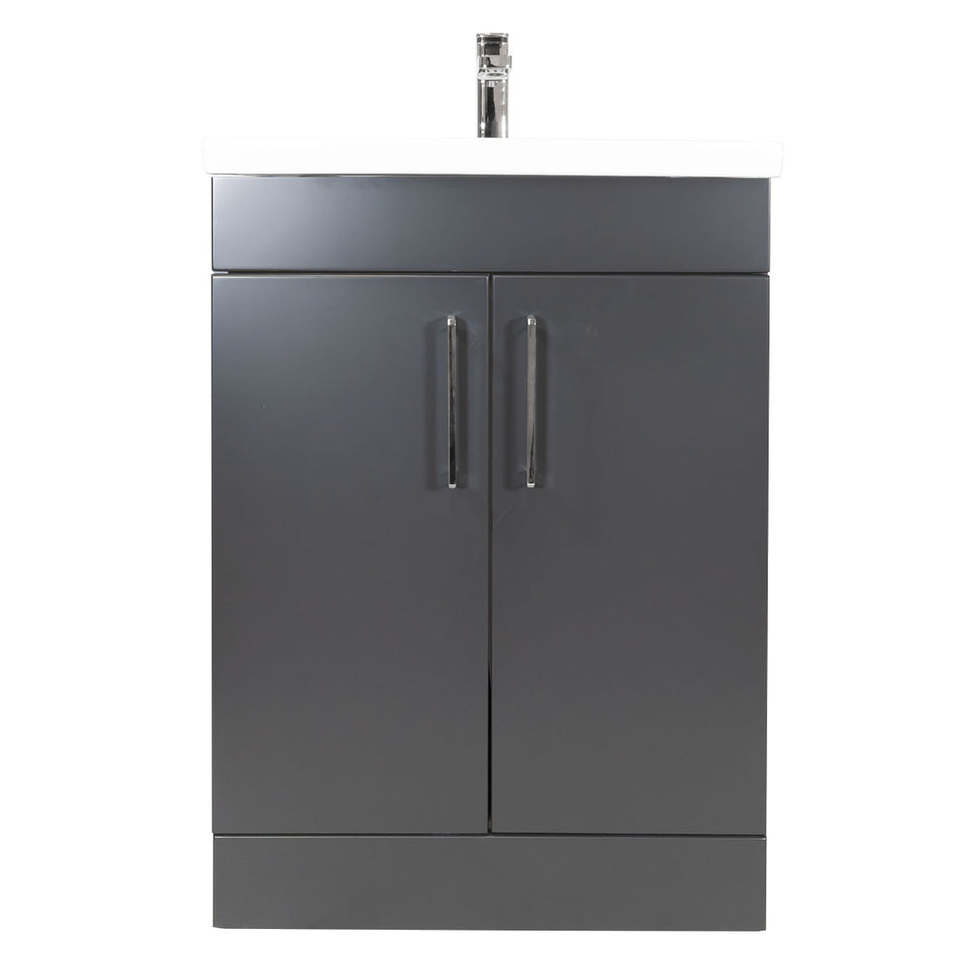 Austin 600mm 2 Door Floor Standing Vanity Unit &amp; Basin - Anthracite