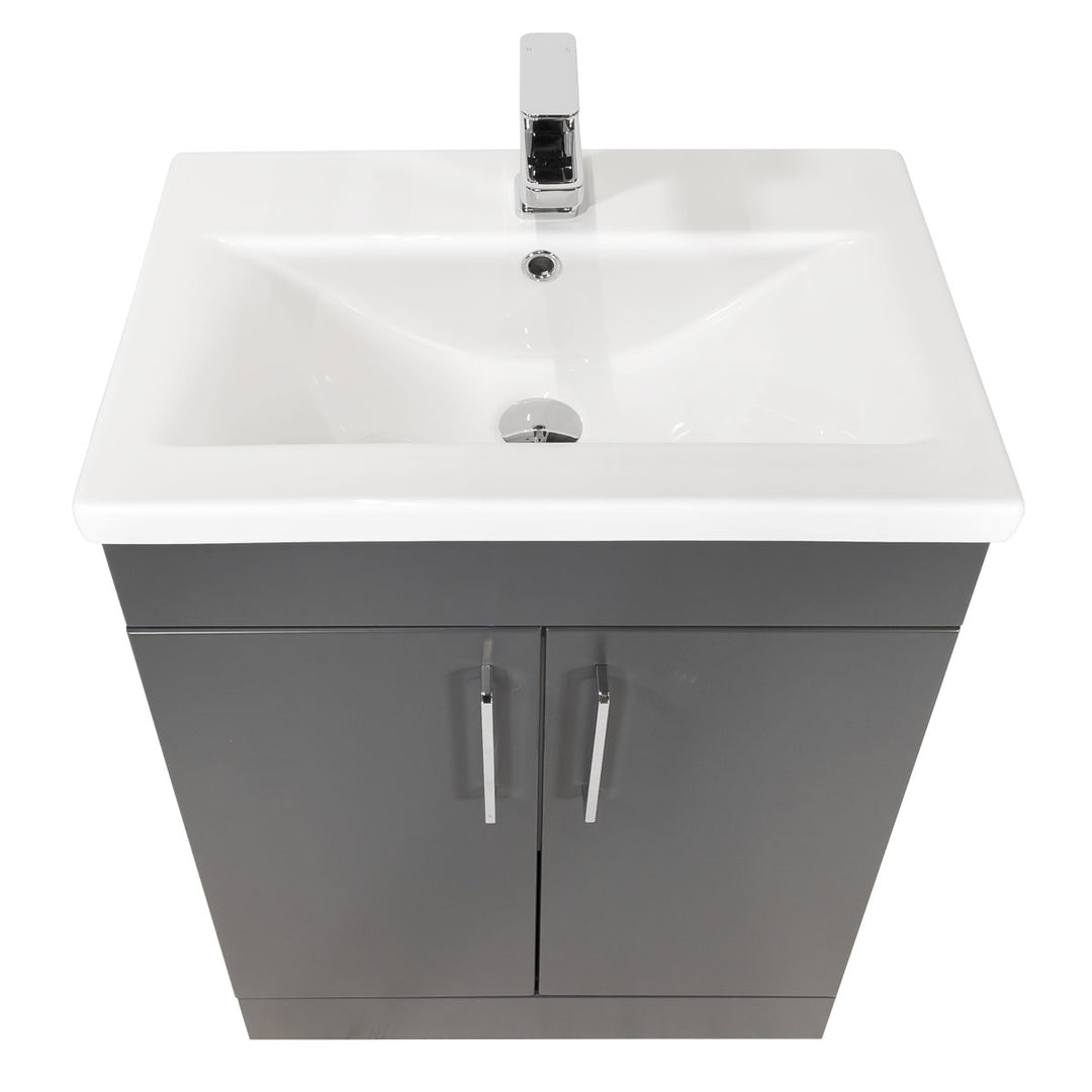 Austin 600mm 2 Door Floor Standing Vanity Unit &amp; Basin - Anthracite